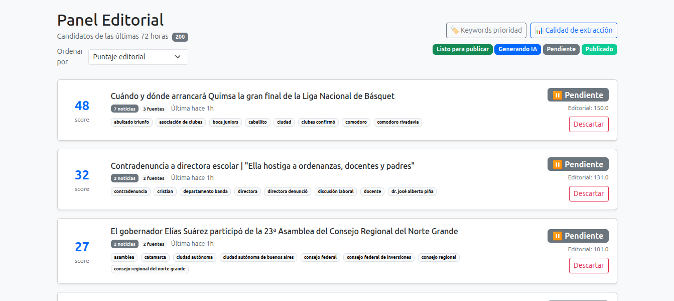 Panel de TRH para revisar contenidos editoriales